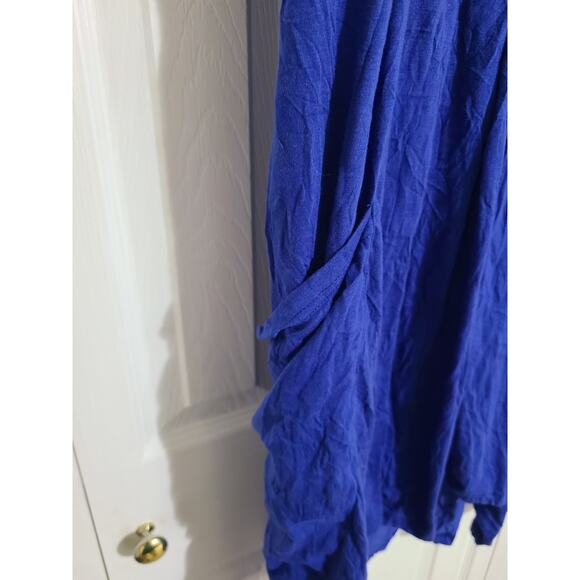 Pleats collection small women's blue pleated high low dress - Picture 2 of 6